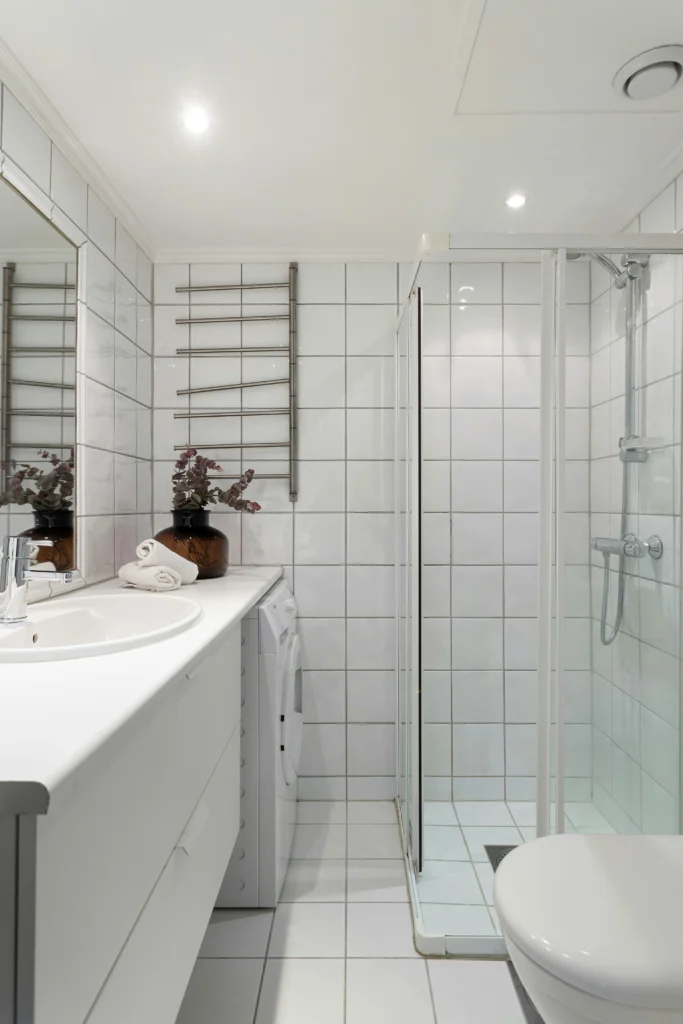 Bathroom with classic subway tiles
