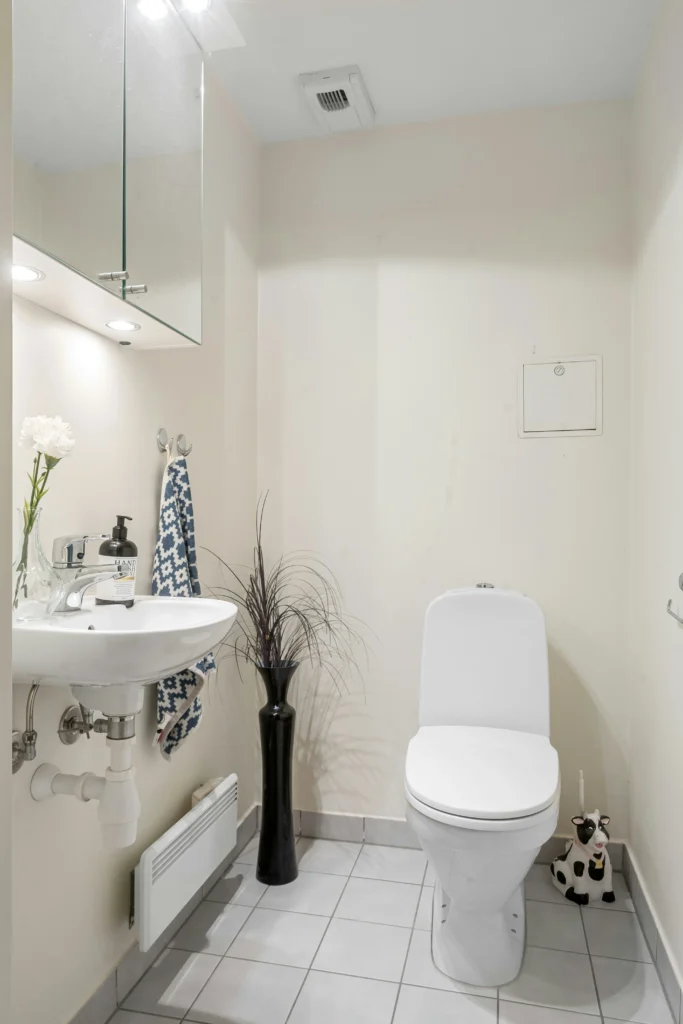 Compact bathroom with space-saving fixtures