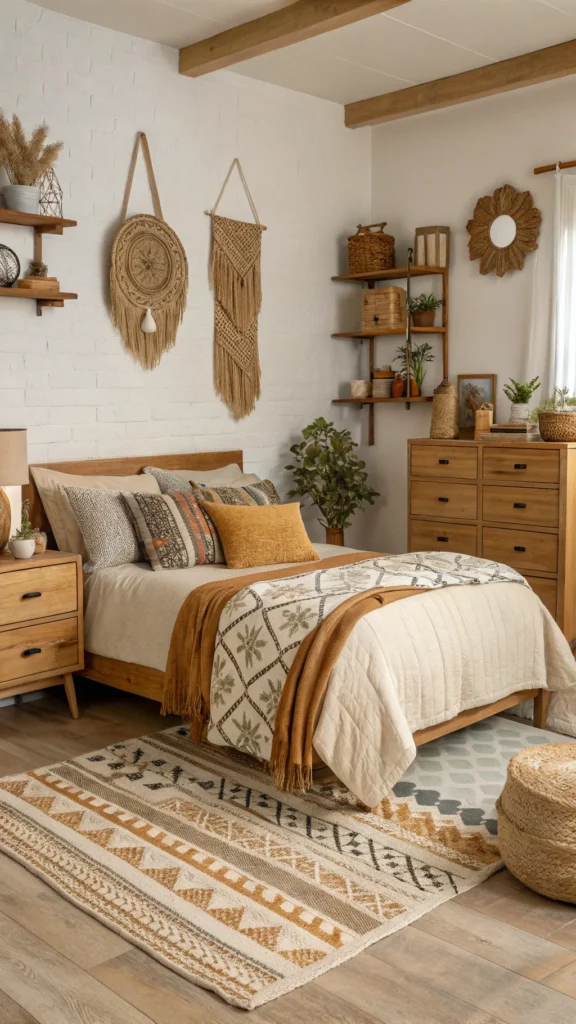 Wooden furniture and woven fabrics