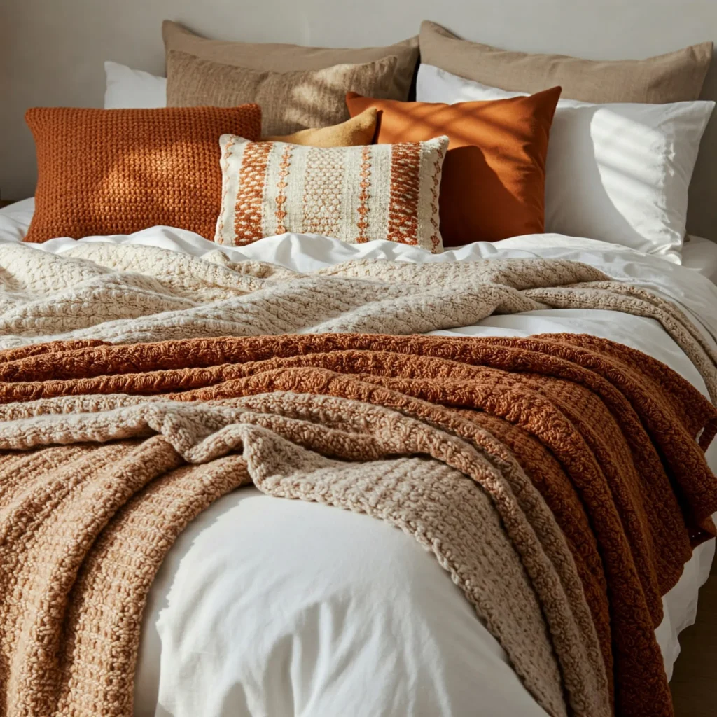 Cozy textiles in bedroom