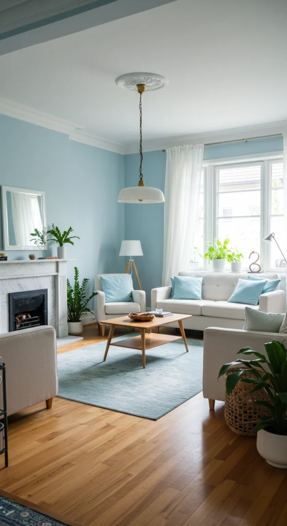 Monochromatic blue small room