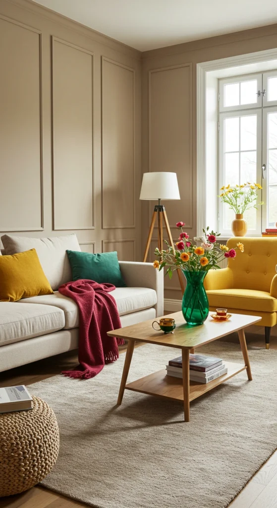 Bold accent colors in small room