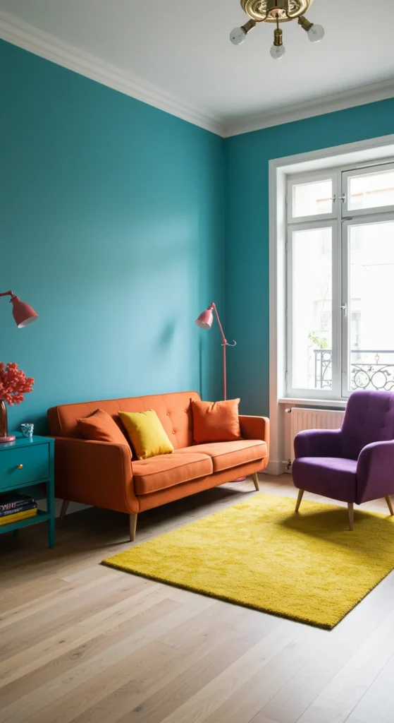 Eclectic color mix small room