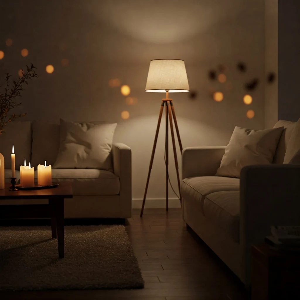 Soft lighting with lamps and candles