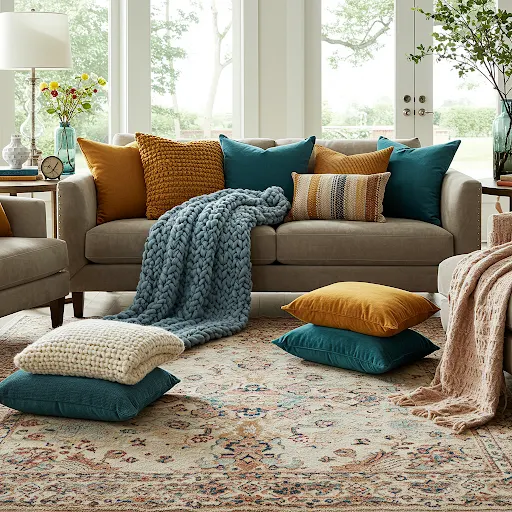 Warm textiles including blankets and pillows