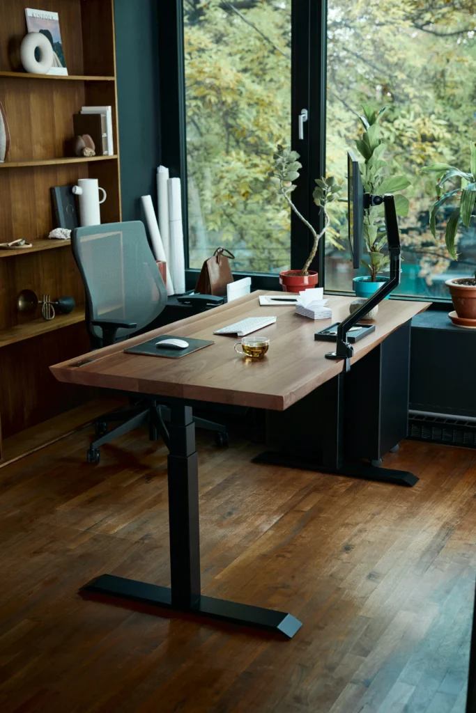 Compact home office setup with smart furniture