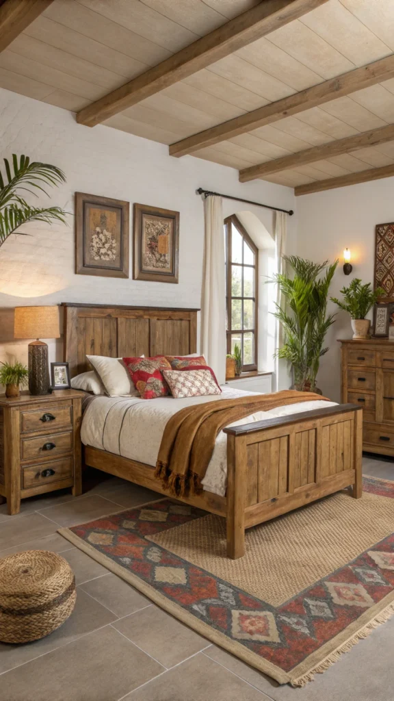 Bedroom with rustic wooden furniture