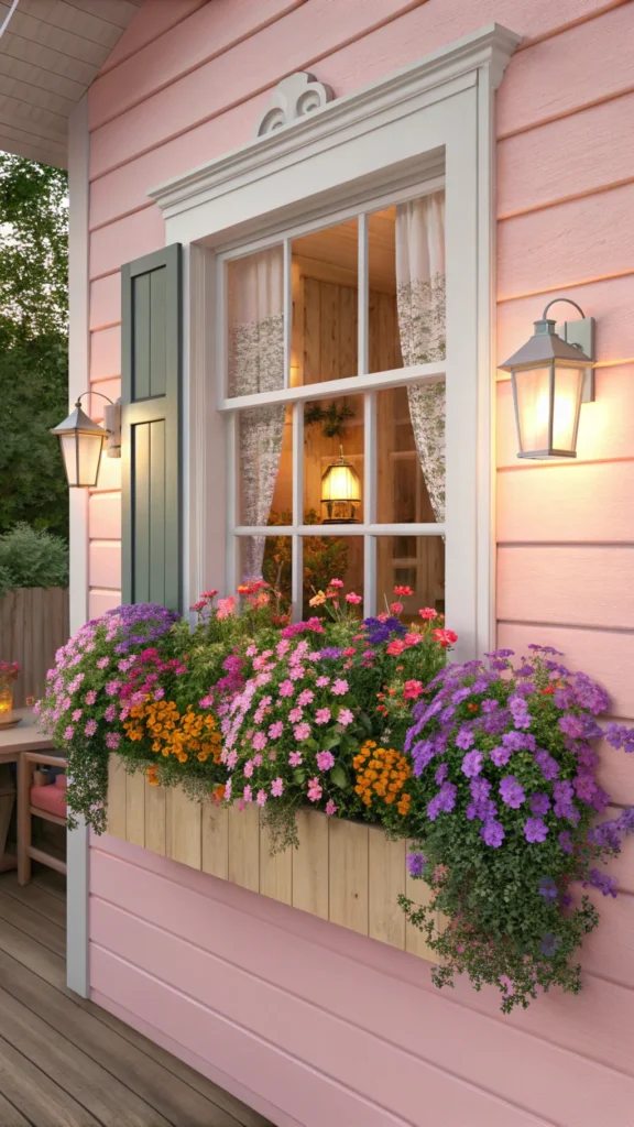 Window box with colorful flowers