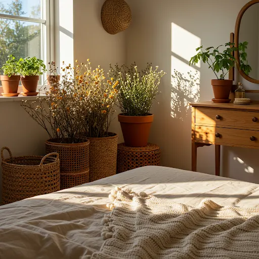 Indoor plants in bedroom