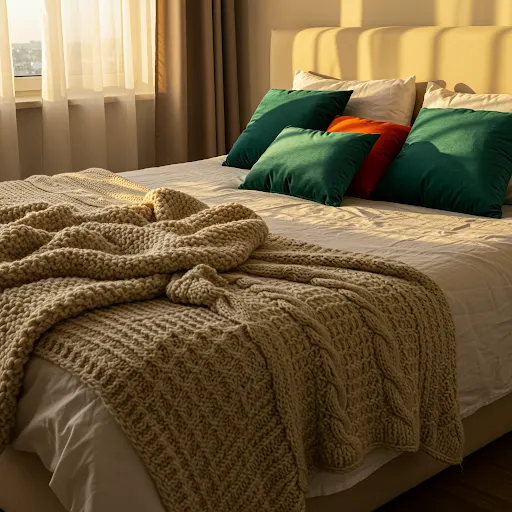 Chunky knit throws and cushions