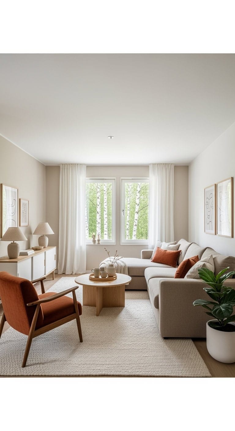 scandi minimalist warm livingroom