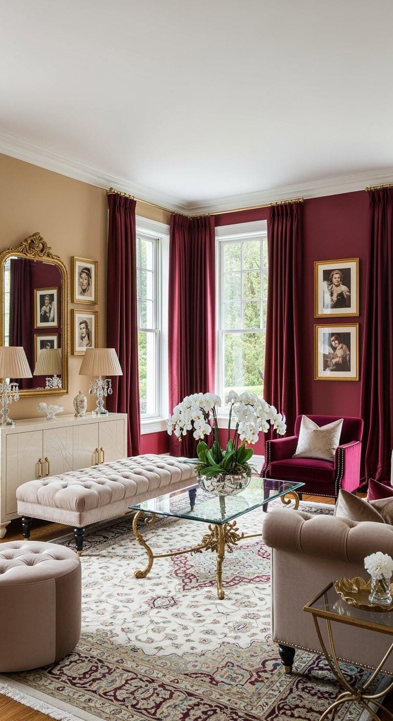 vintage hollywood luxe living