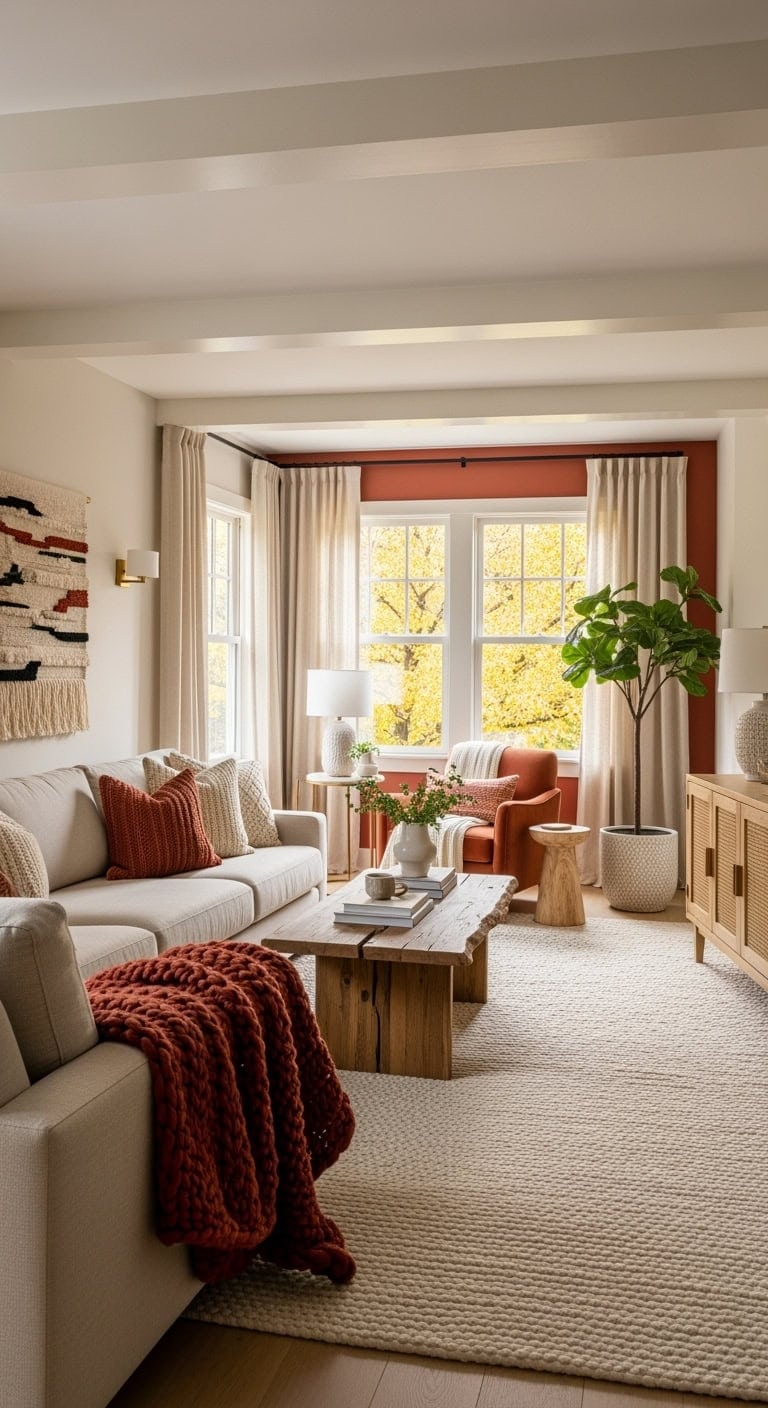 rust red cozy nordic nook