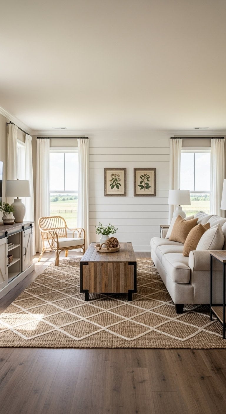 cozy modern farmhouse living room