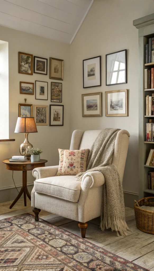 Cozy reading nook in living room