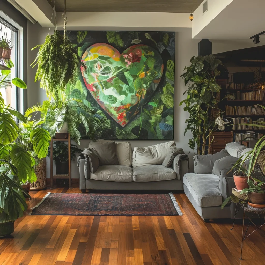 Indoor plants in cozy living room