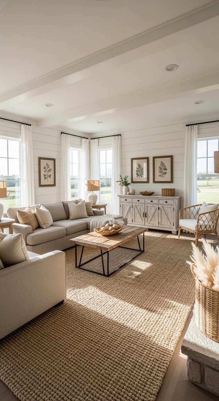 rustic modern farmhouse living room