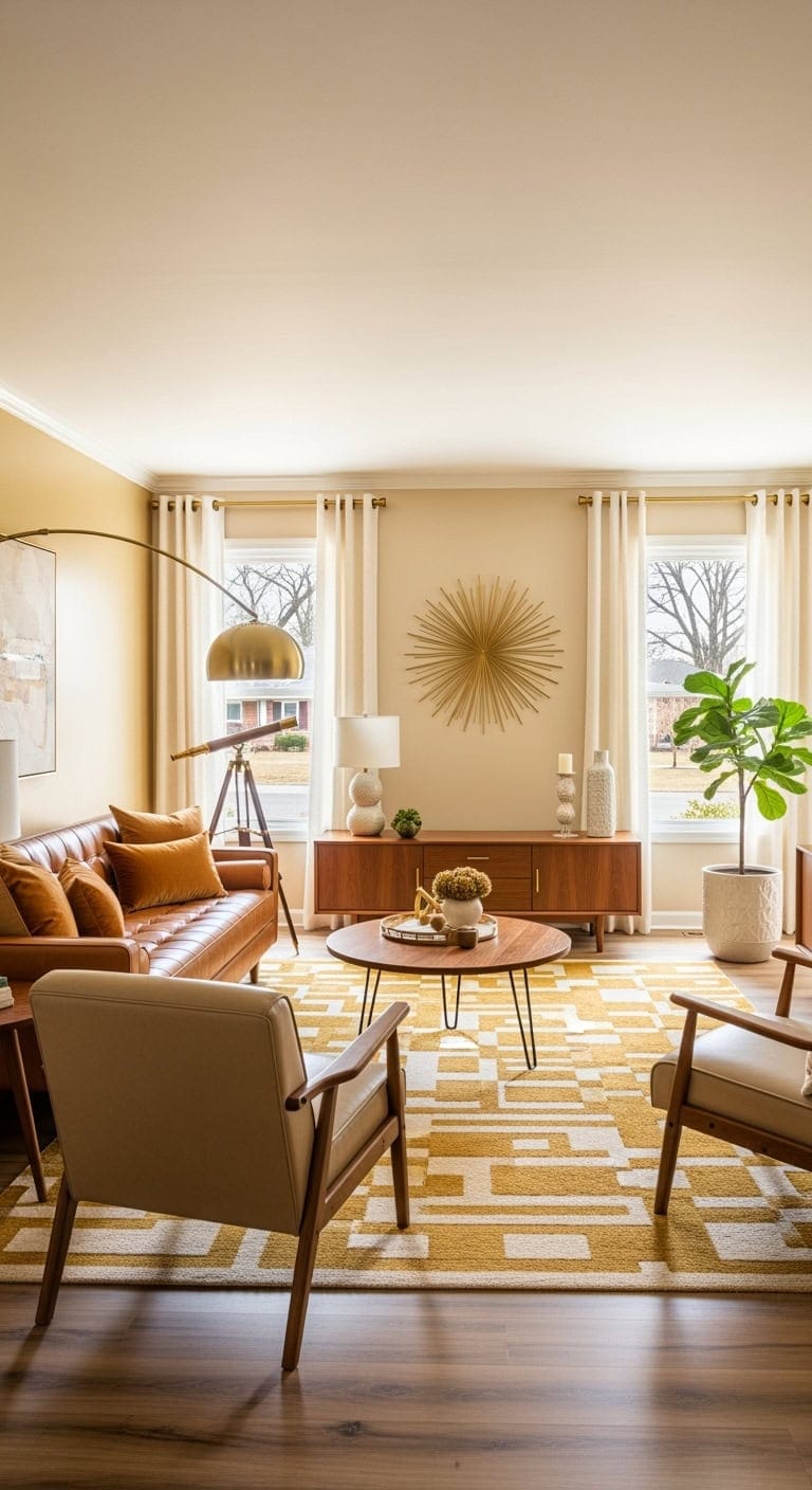 mid century beige leather vignette