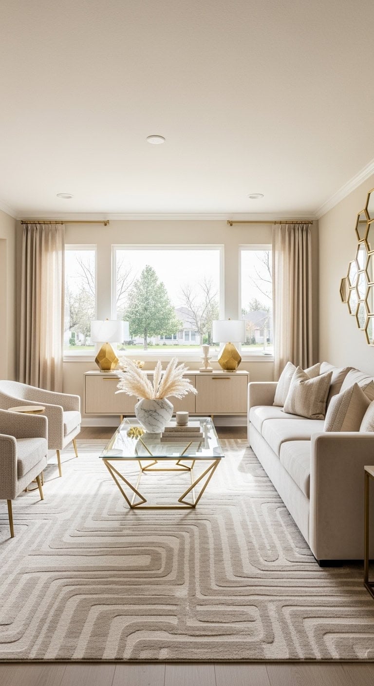 monochromatic beige with gold accents