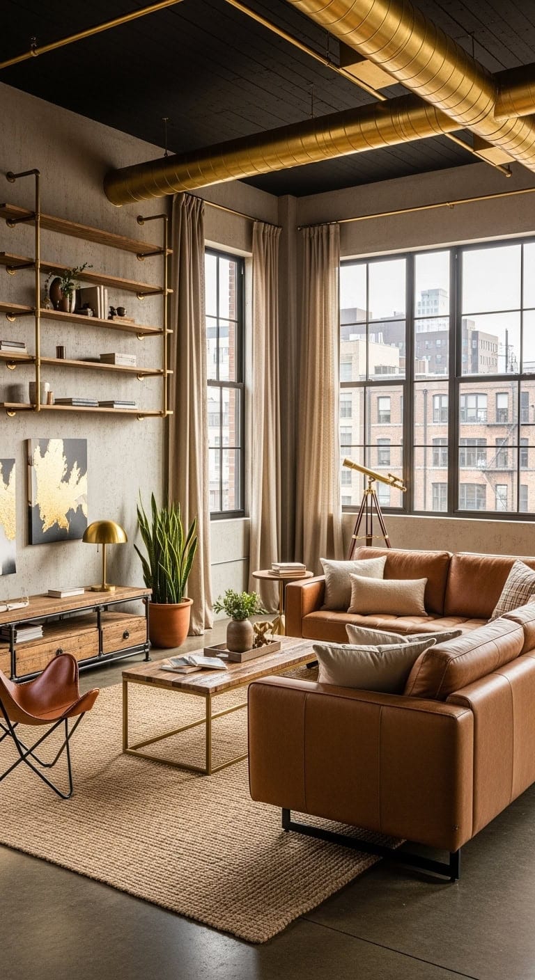 beige concrete with gold accents