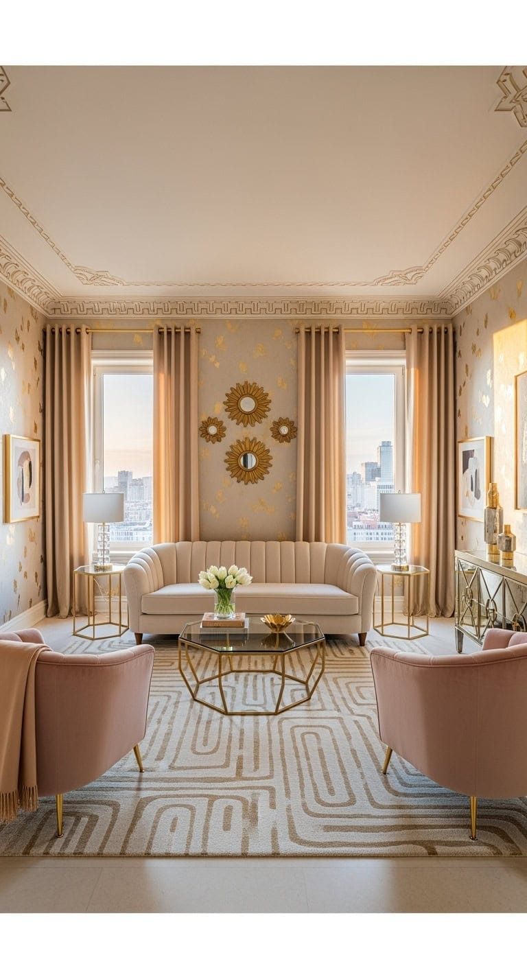 champagne beige walls with gold leaf