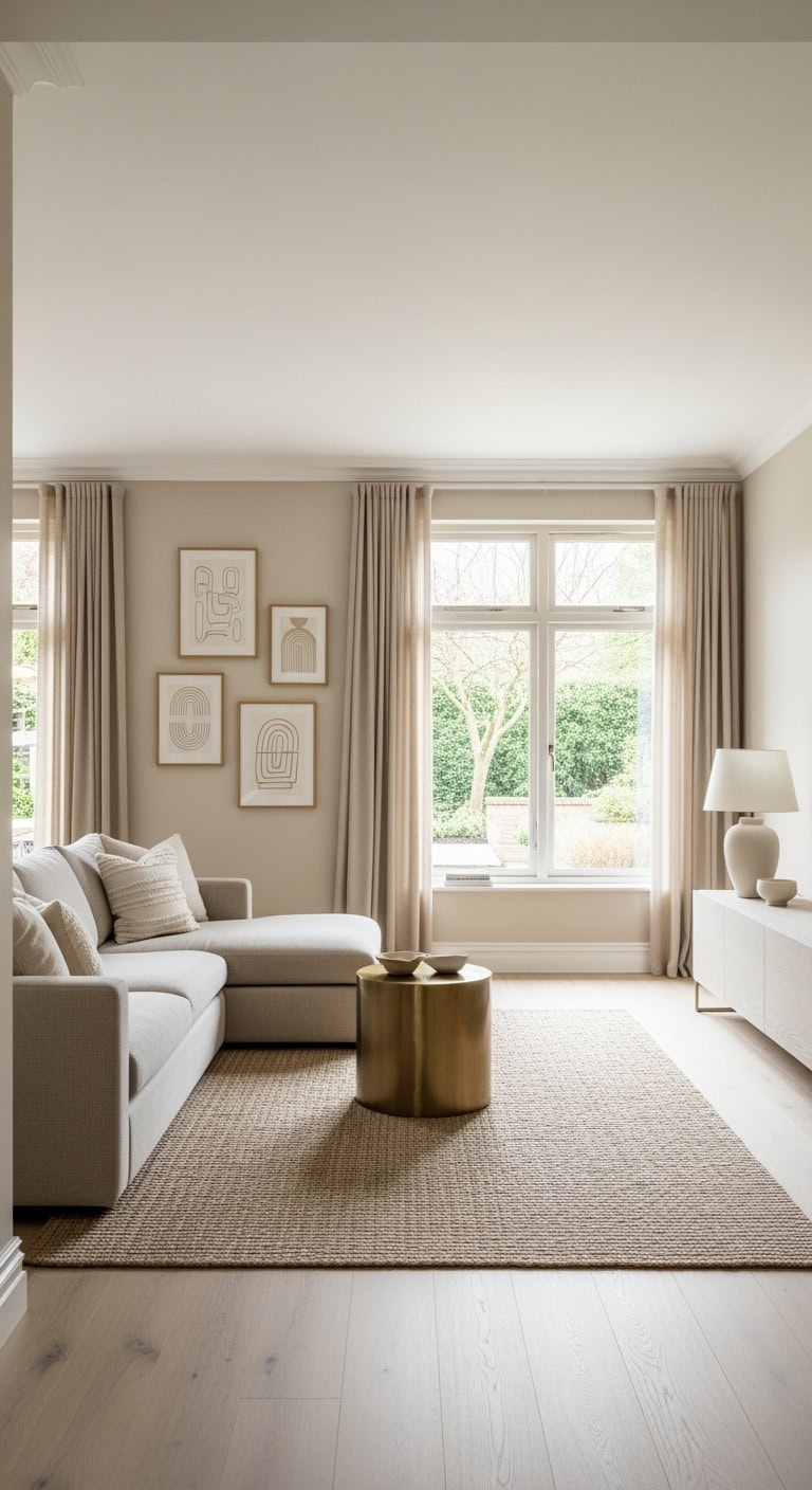 minimalist beige with gold accent