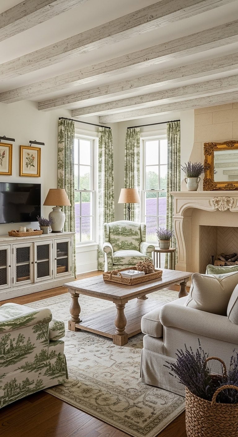 french provincial sage living room
