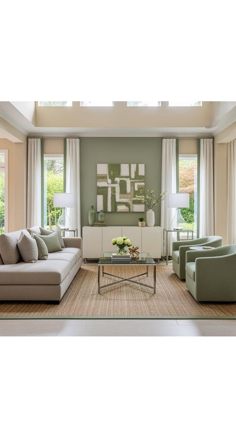 contemporary sage accent living room
