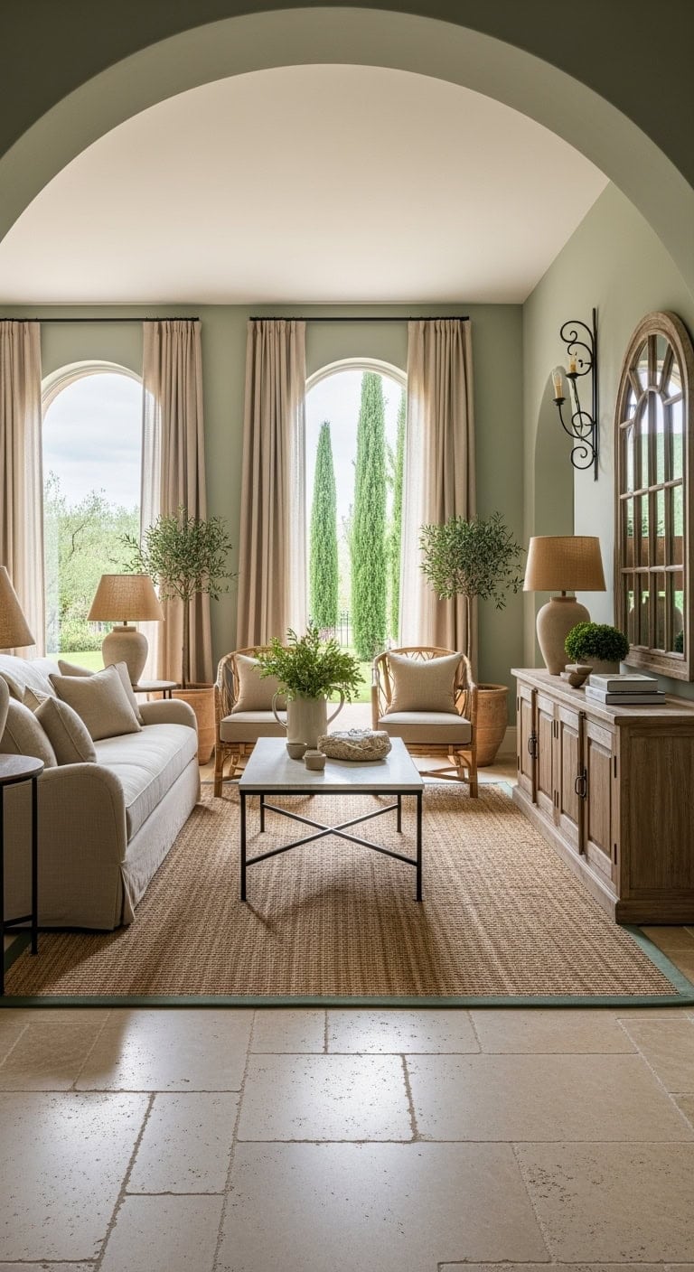 mediterranean sage archways living room
