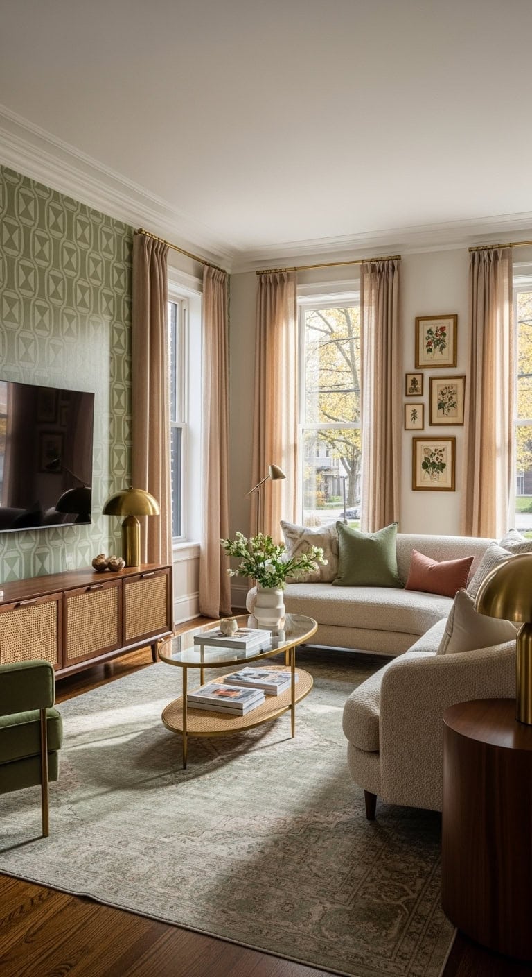 vintage sage retro living room
