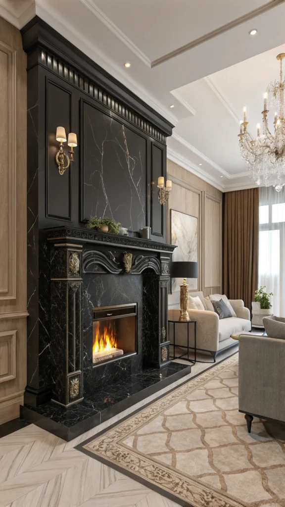 Black Marble Fireplace Mantel