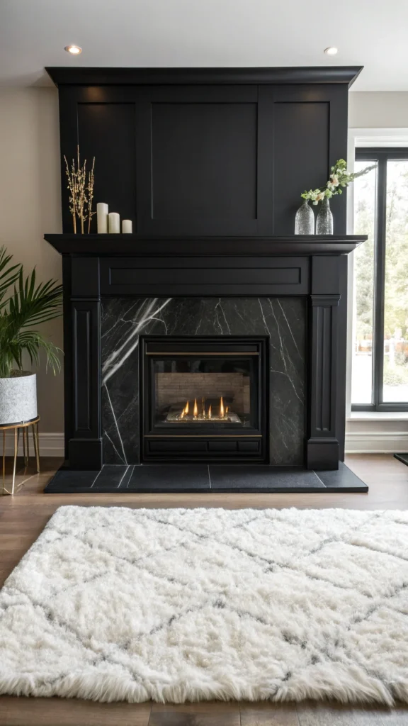 All Black Fireplace Design