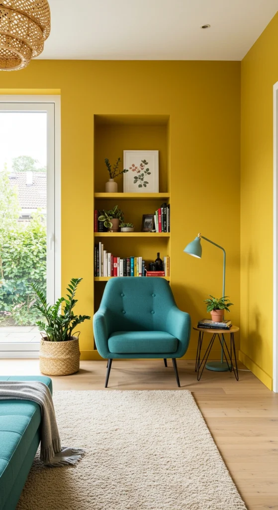 Cozy reading nook with chair and pillows