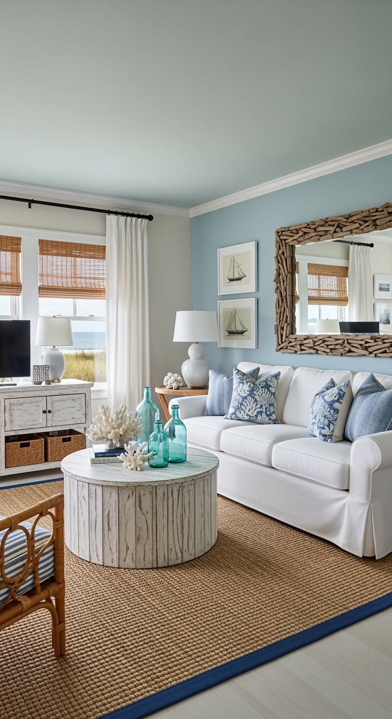 Coastal cottage style living room