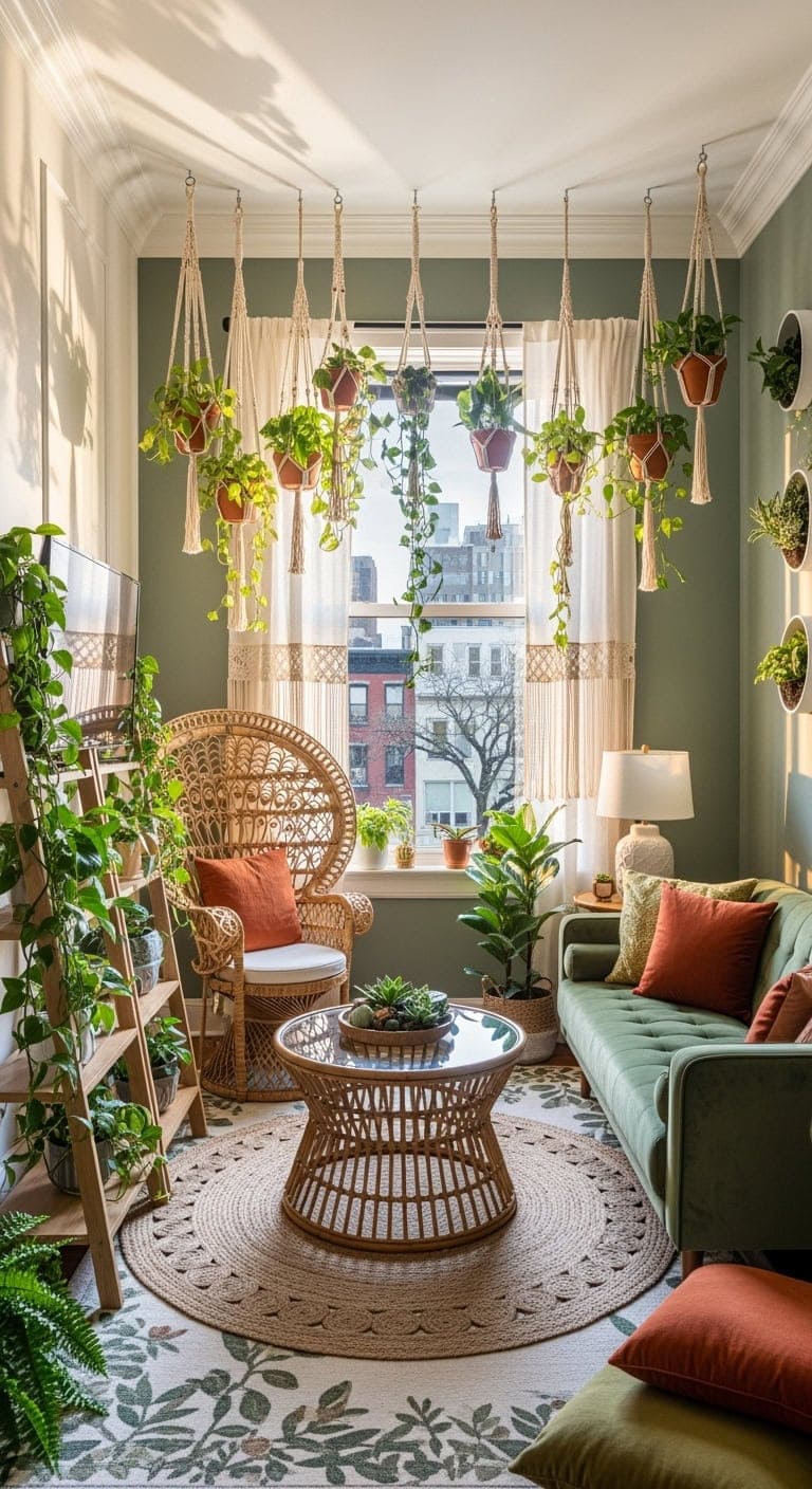 Urban jungle living room with plants