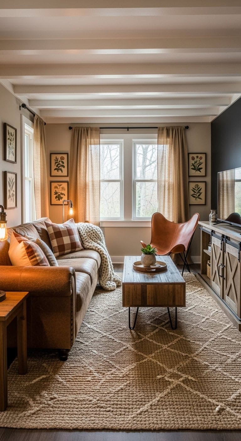 Rustic reclaimed wood living room