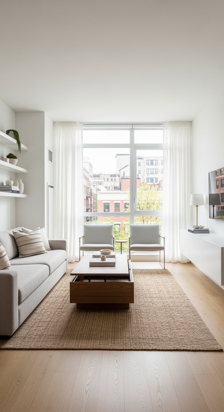 minimalist modern multi-functional living room