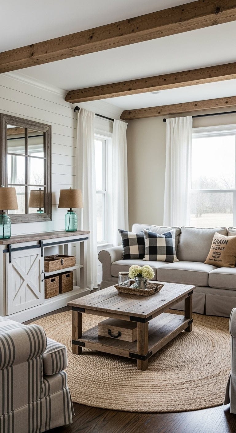 rustic cozy farmhouse living room