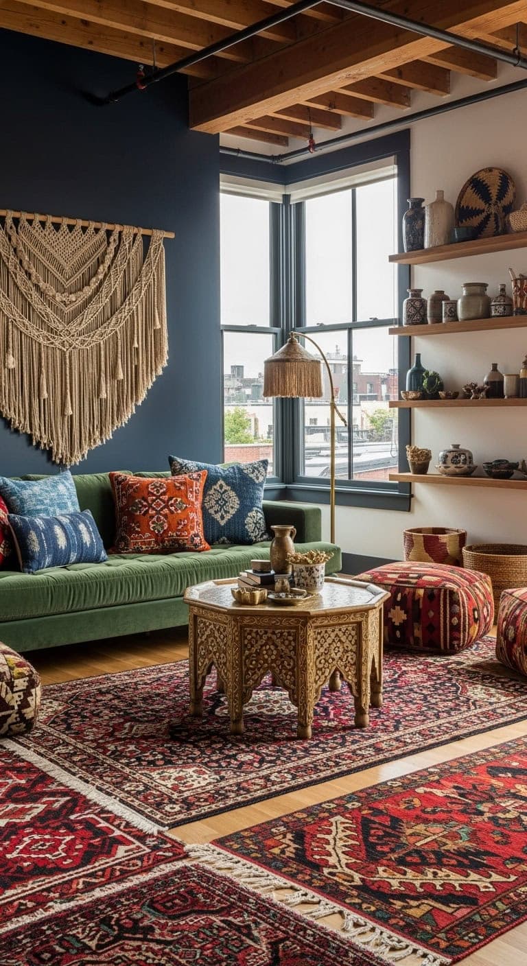 bohemian luxe eclectic living room