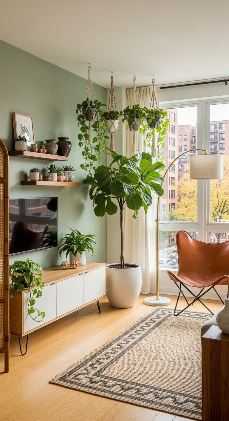 boho indoor plant styling