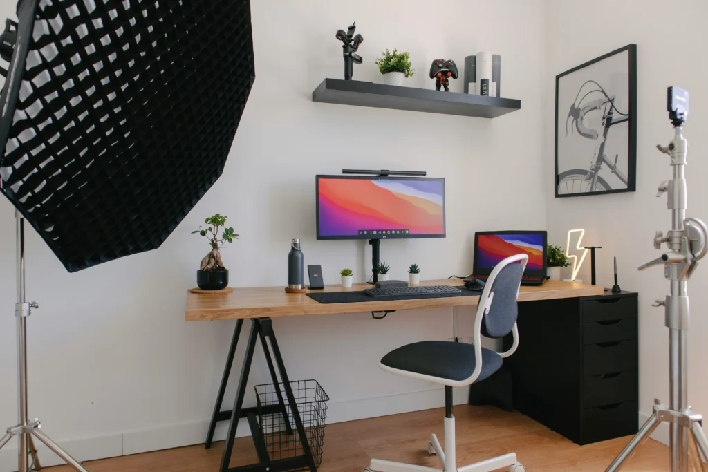 Decluttered minimalist office