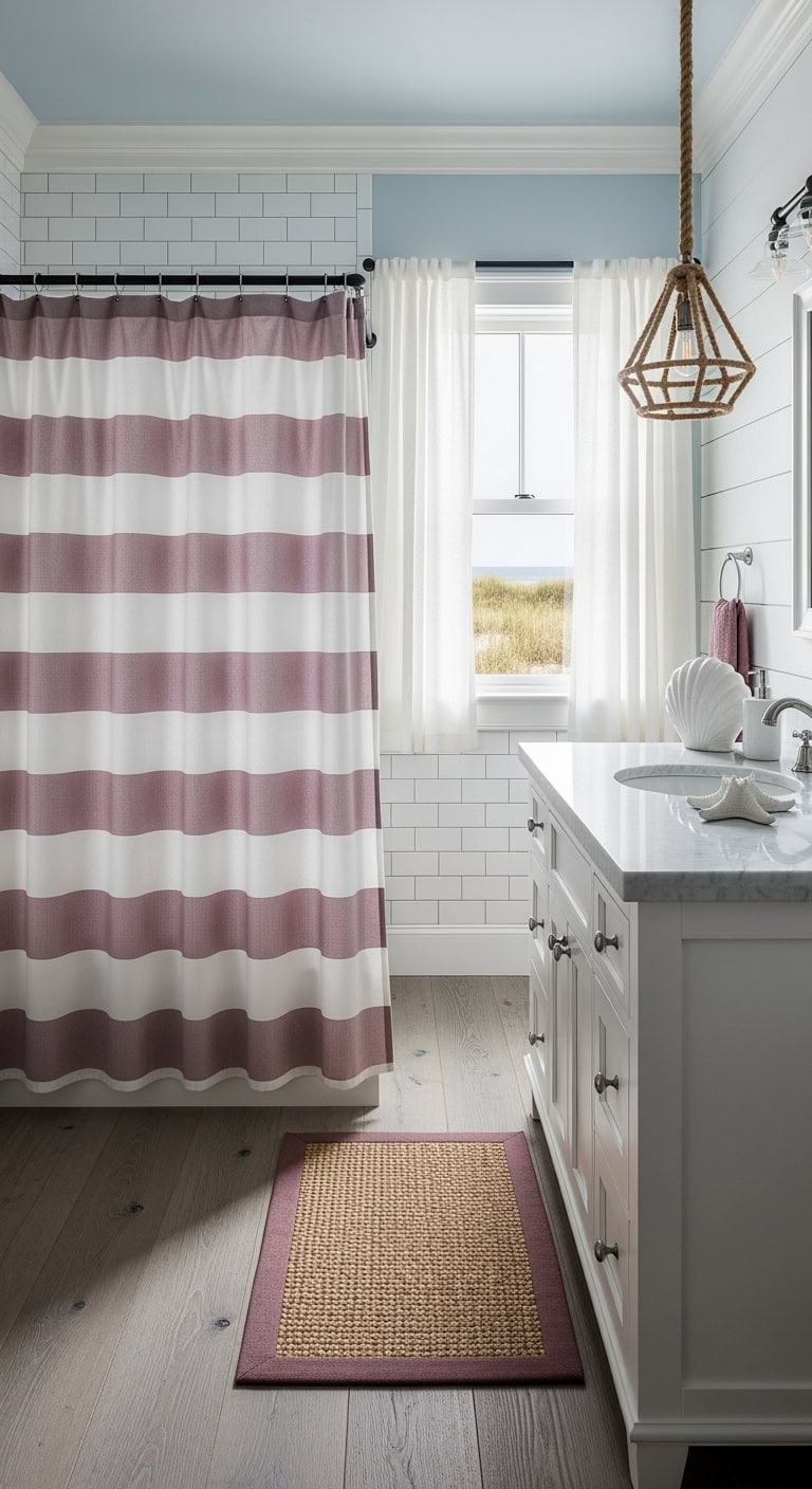 mauve coastal beach bathroom