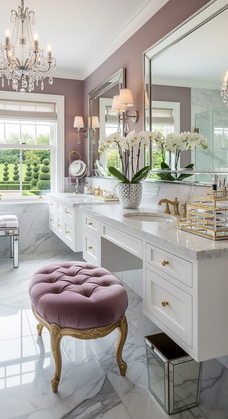 mauve velvet mirrored glamour