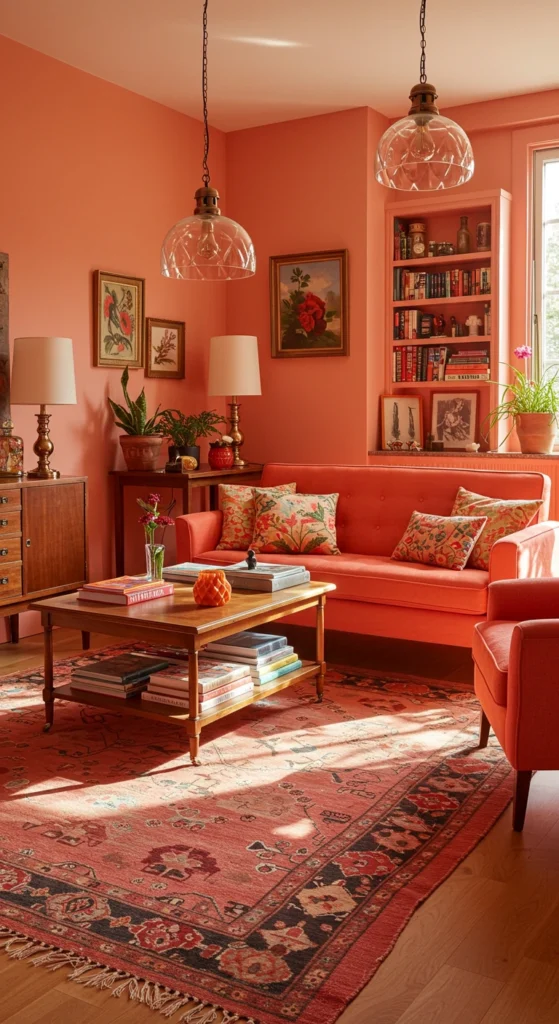 Vibrant Coral Accent Wall