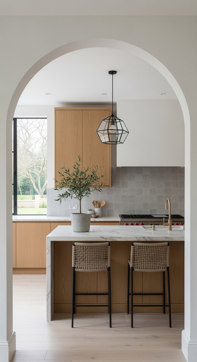 Minimalist kitchen arch with clean lines