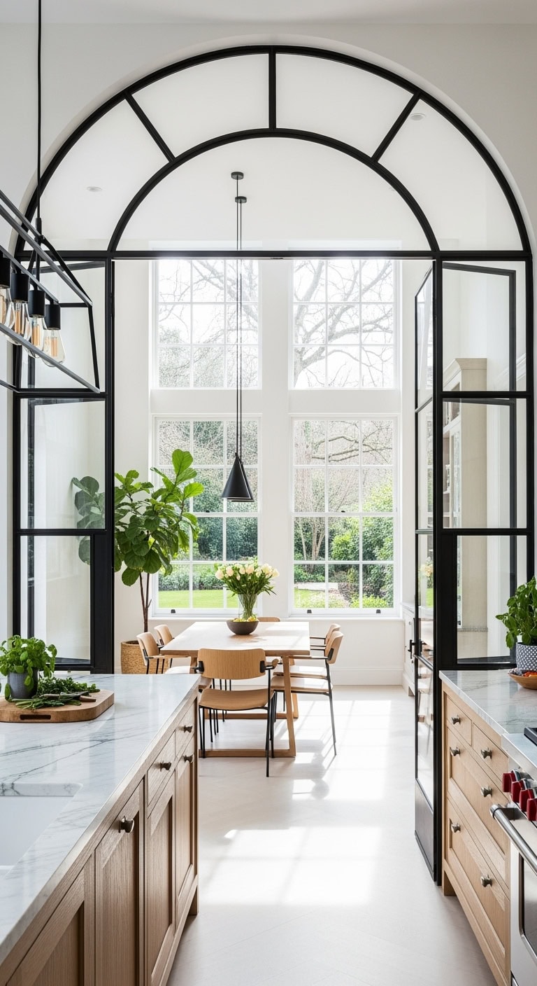 Glass framed arch divider