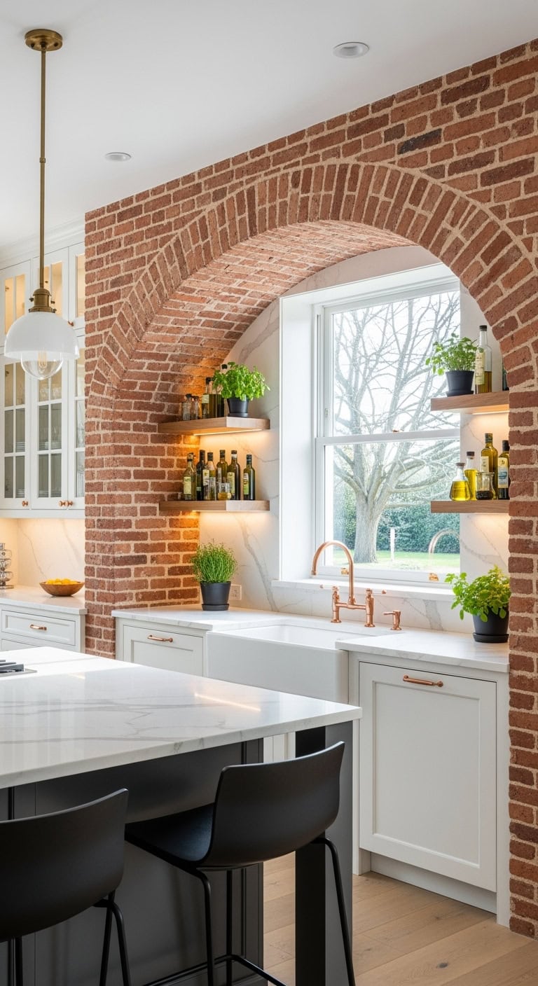Brick arch accent wall