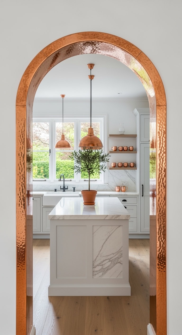 Copper accented arch trim