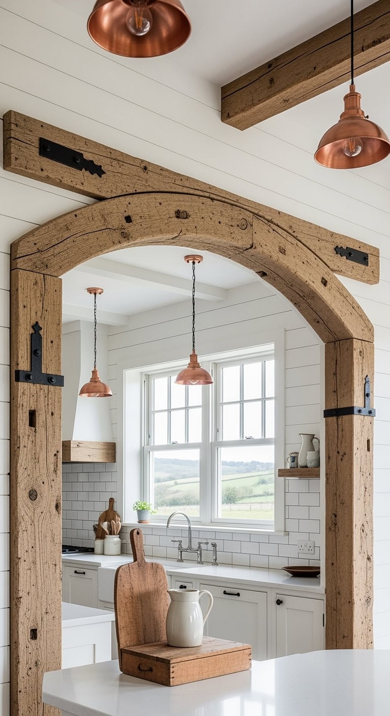 Reclaimed barn door arch