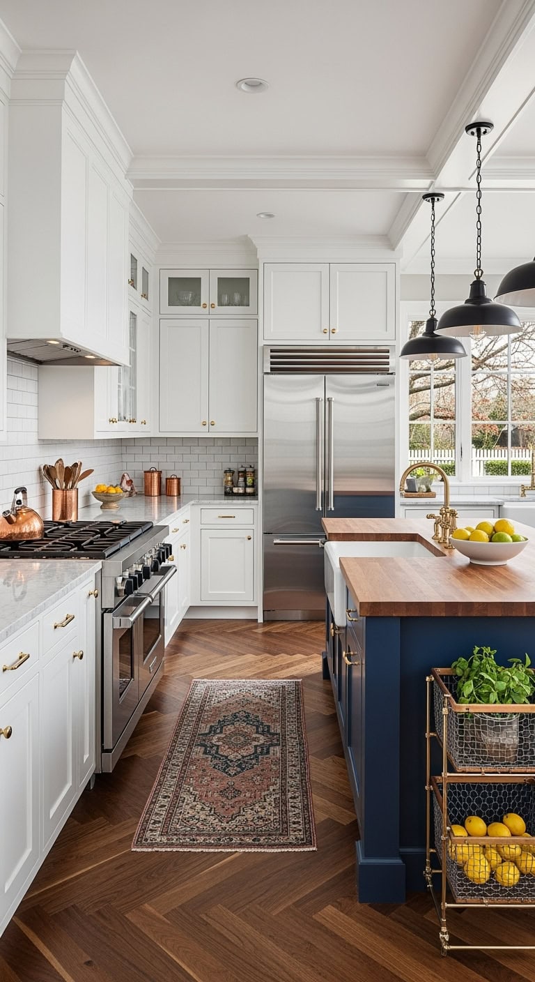 Subway tile backsplash with stainless steel appliances